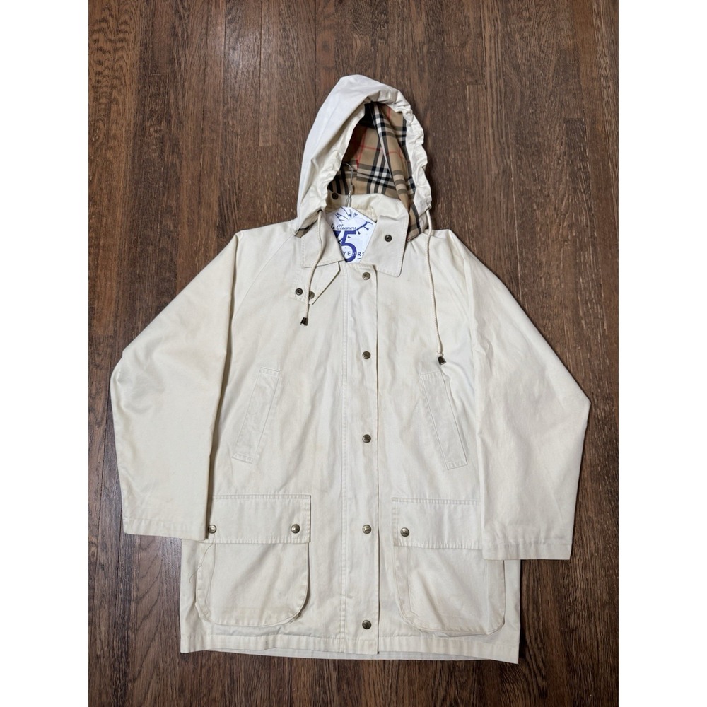 Vintage Burberrys Of London Hooded Rain Jacket Nova Check Lining Cream 90s